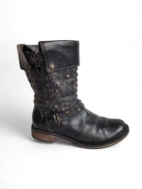 UGG Conor  Studded Mid-Calf Moto Boot Black